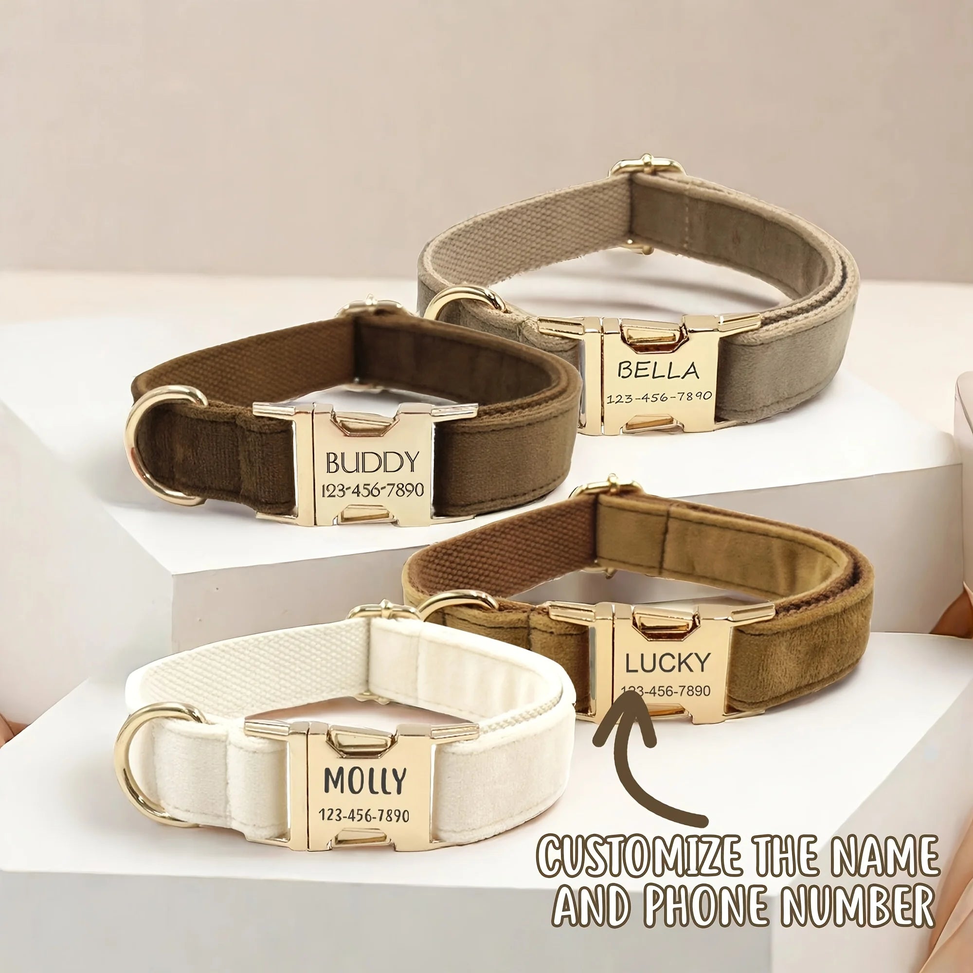 DoggySmile™ Luxury Personalized Velvet Collar 🐕